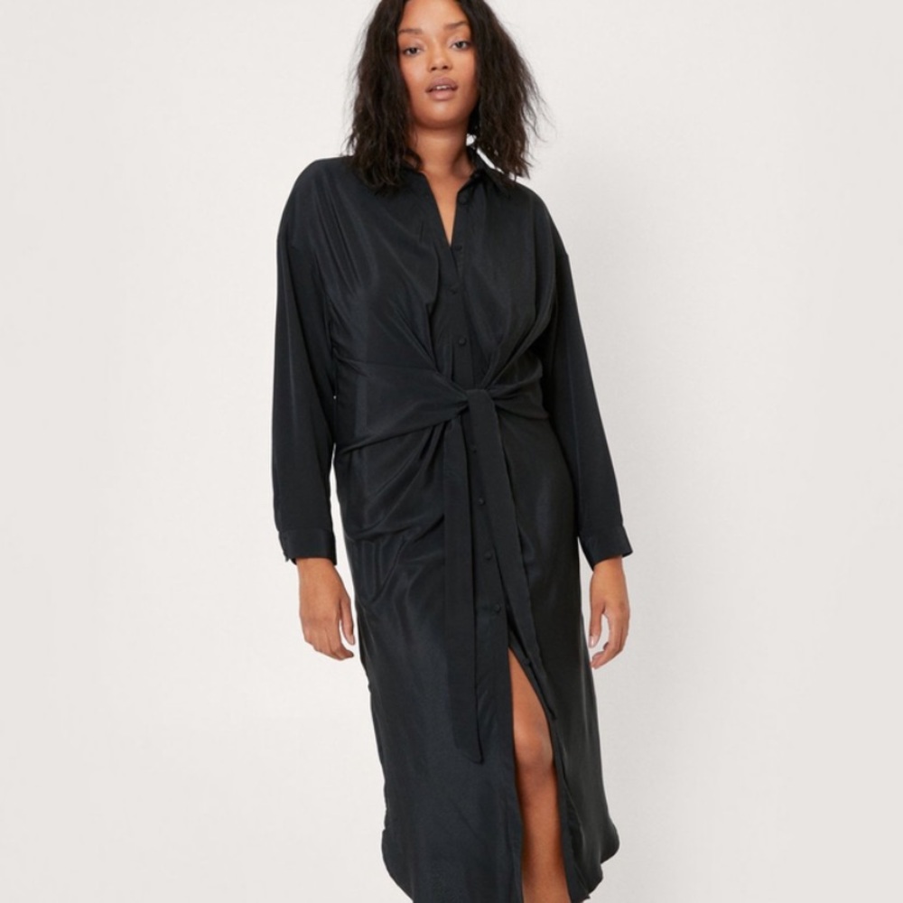 Nasty gal tie front midi shirt dress